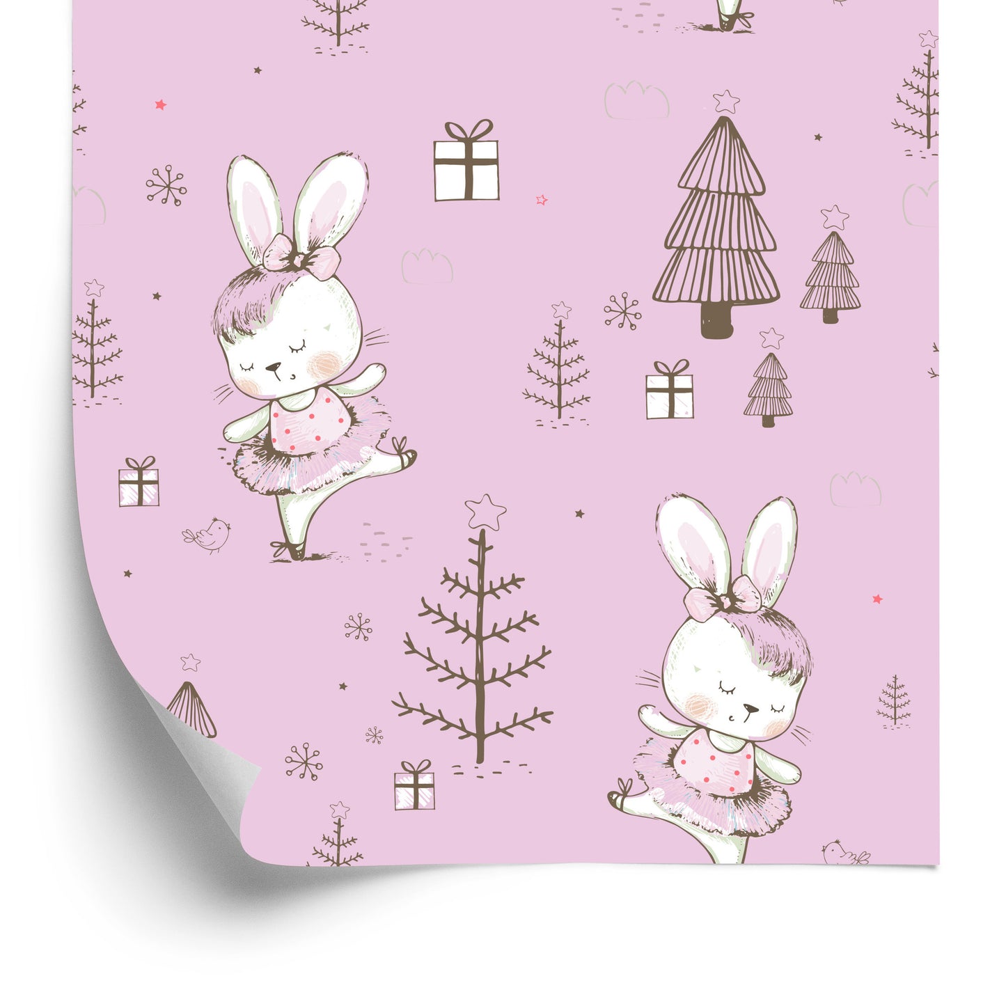 Wallpaper Baby Rabbits, Birds, Animals, Trees