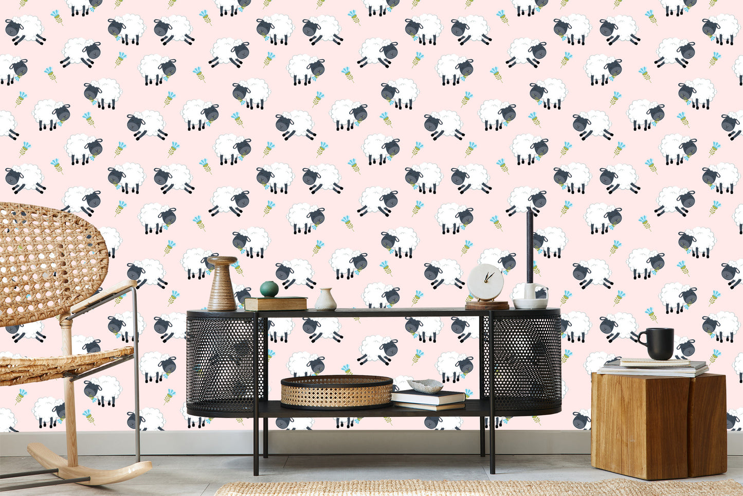 Wallpaper Sheep With Flowers