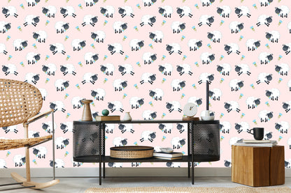 Wallpaper Sheep With Flowers