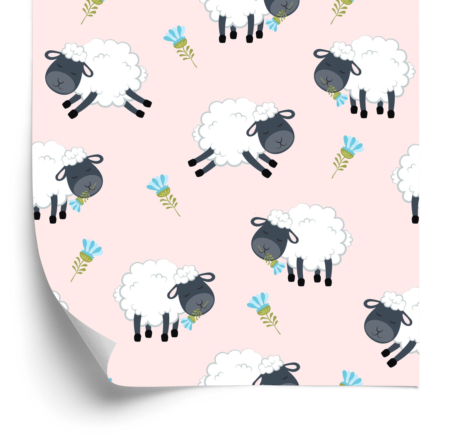 Wallpaper Sheep With Flowers