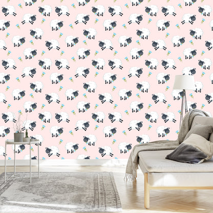 Wallpaper Sheep With Flowers