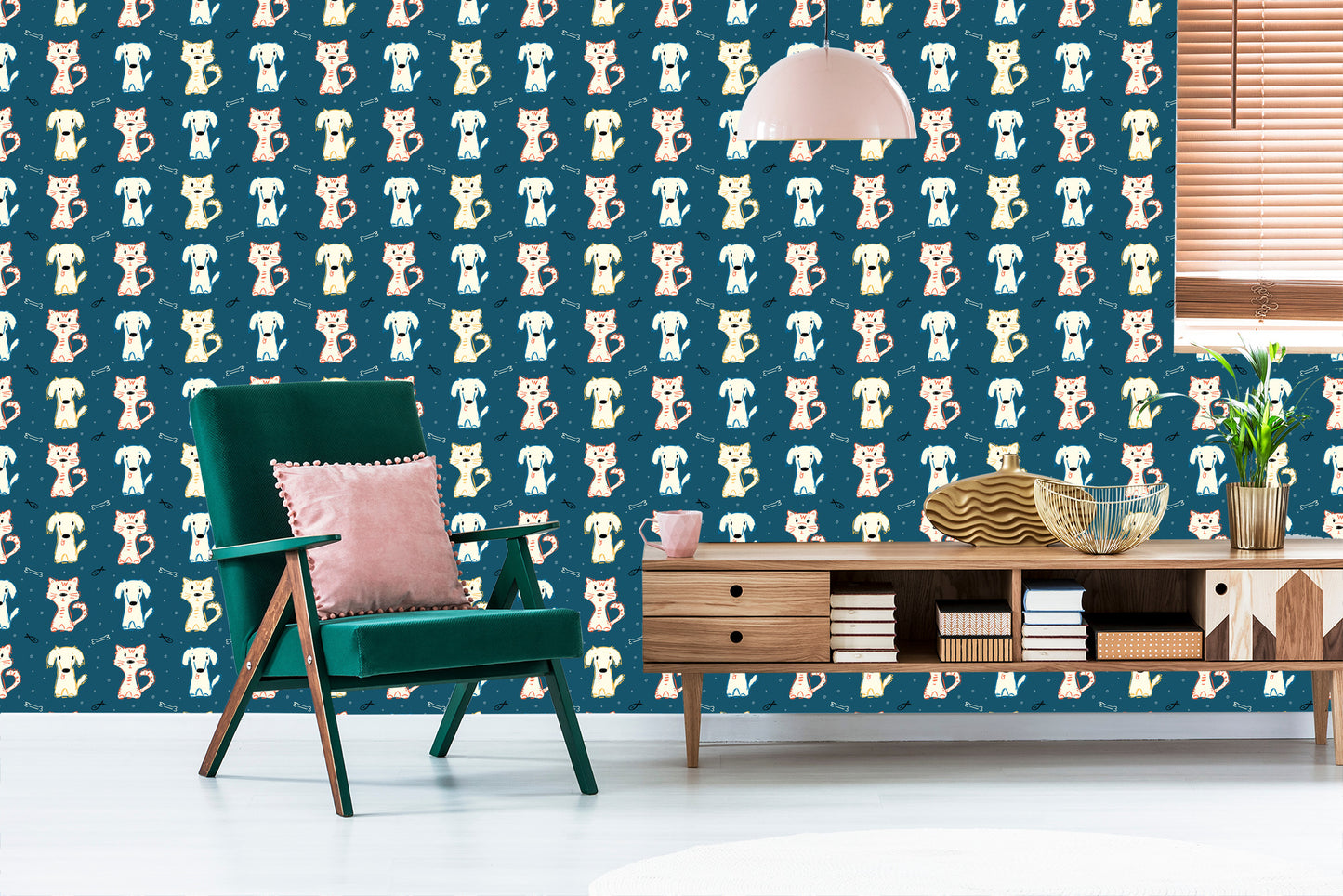 Wallpaper Colorful Dogs And Cats