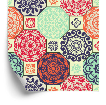 Wallpaper Colorful Ornaments In Retro Style