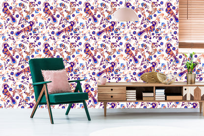 Wallpaper Birds And Plants Ornaments