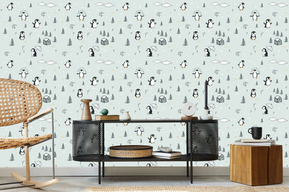 Wallpaper For Children - Happy Penguins