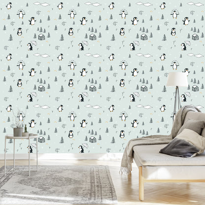 Wallpaper For Children - Happy Penguins
