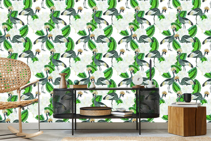 Wallpaper Crane And Plants