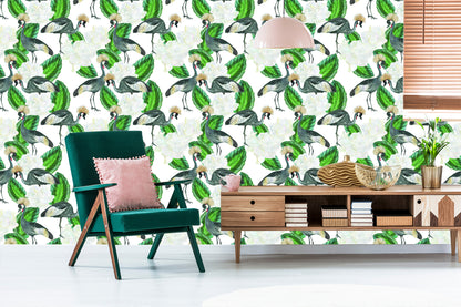 Wallpaper Crane And Plants