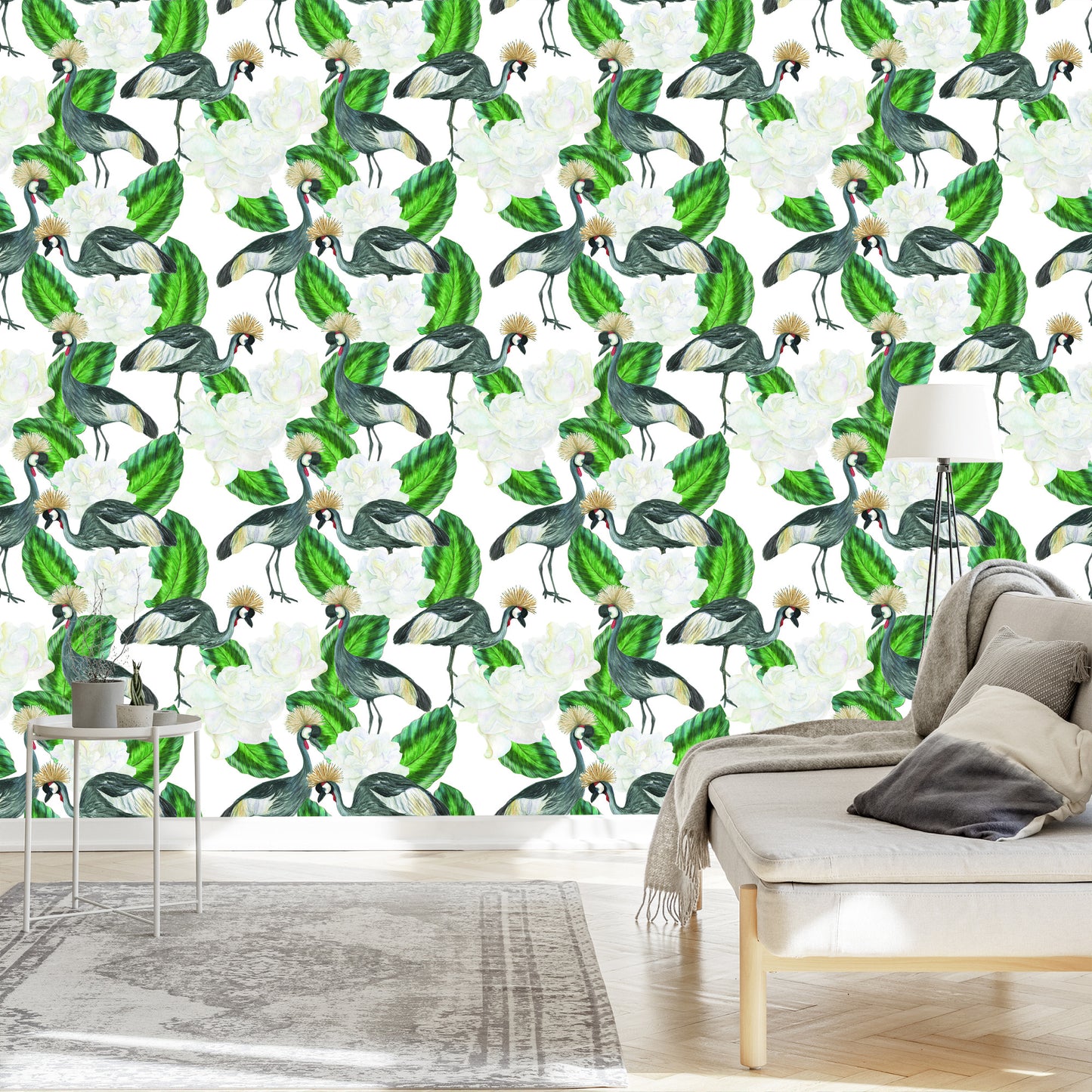 Wallpaper Crane And Plants