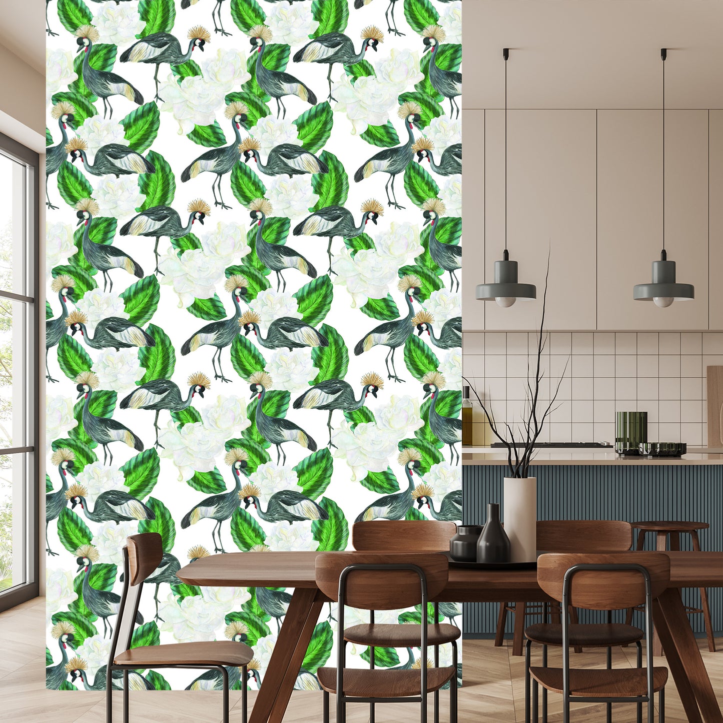 Wallpaper Crane And Plants