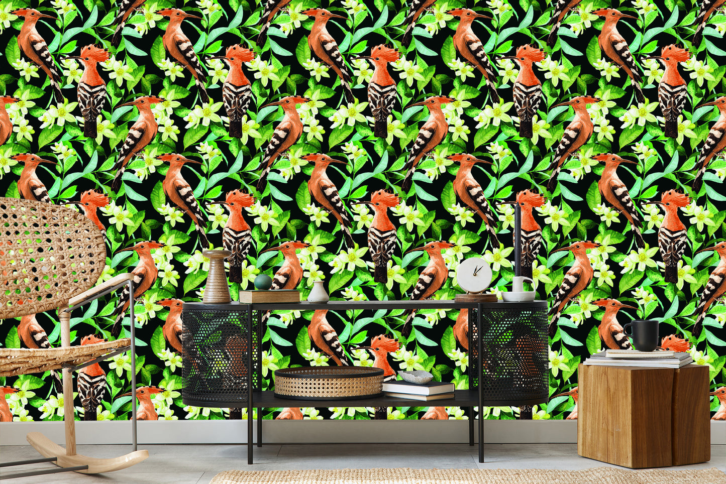 Wallpaper Hoopoes Among Flowers