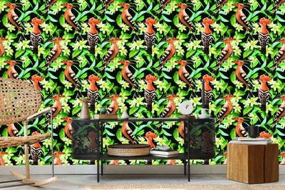 Wallpaper Hoopoes Among Flowers