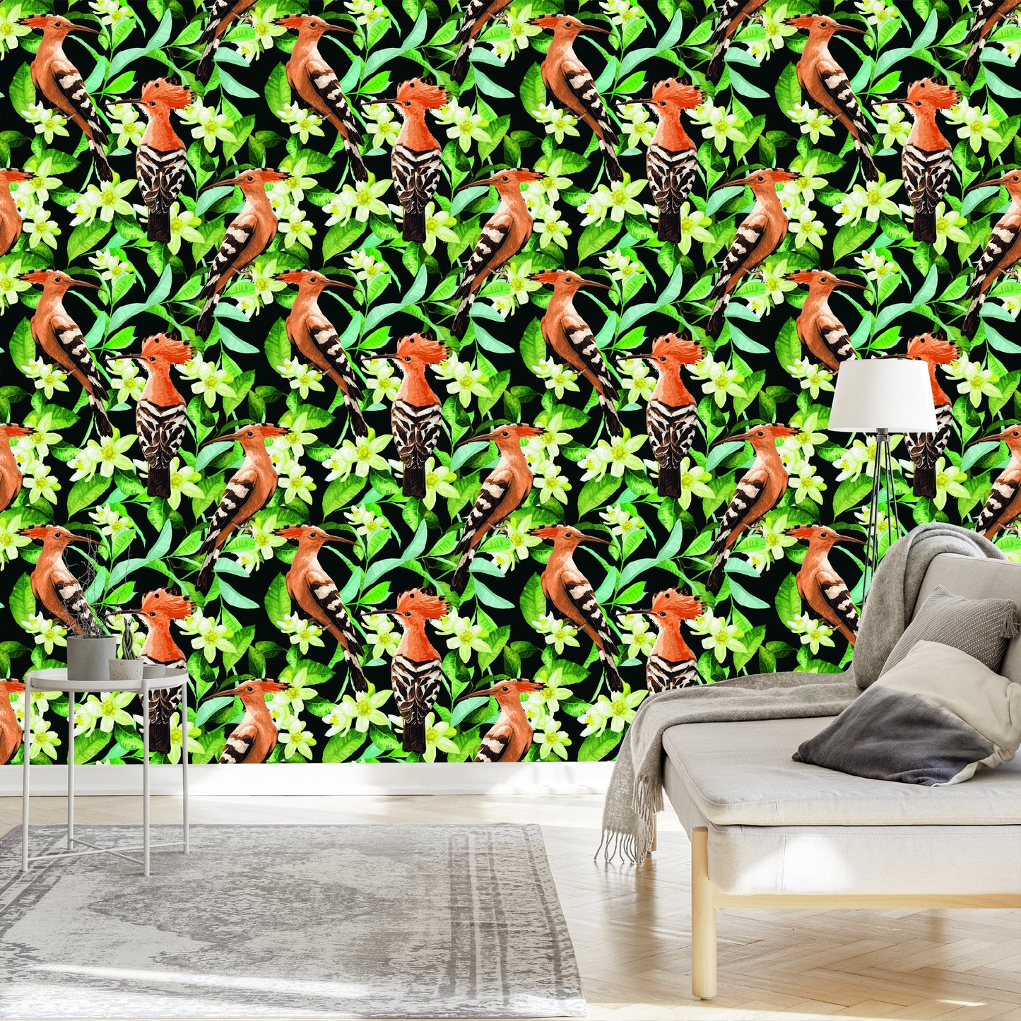 Wallpaper Hoopoes Among Flowers