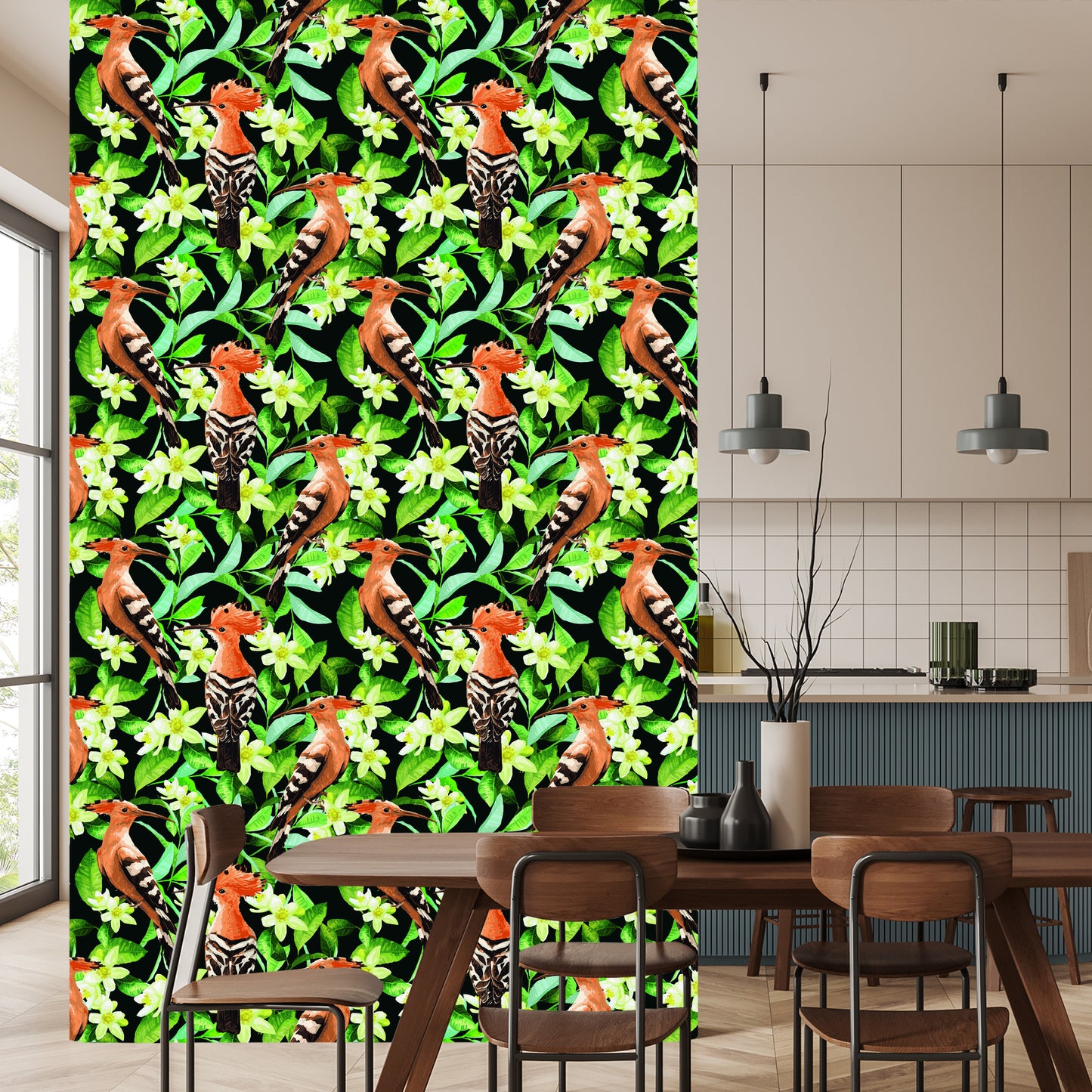 Wallpaper Hoopoes Among Flowers