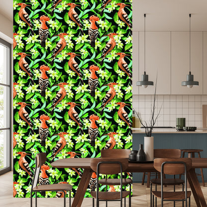 Wallpaper Hoopoes Among Flowers
