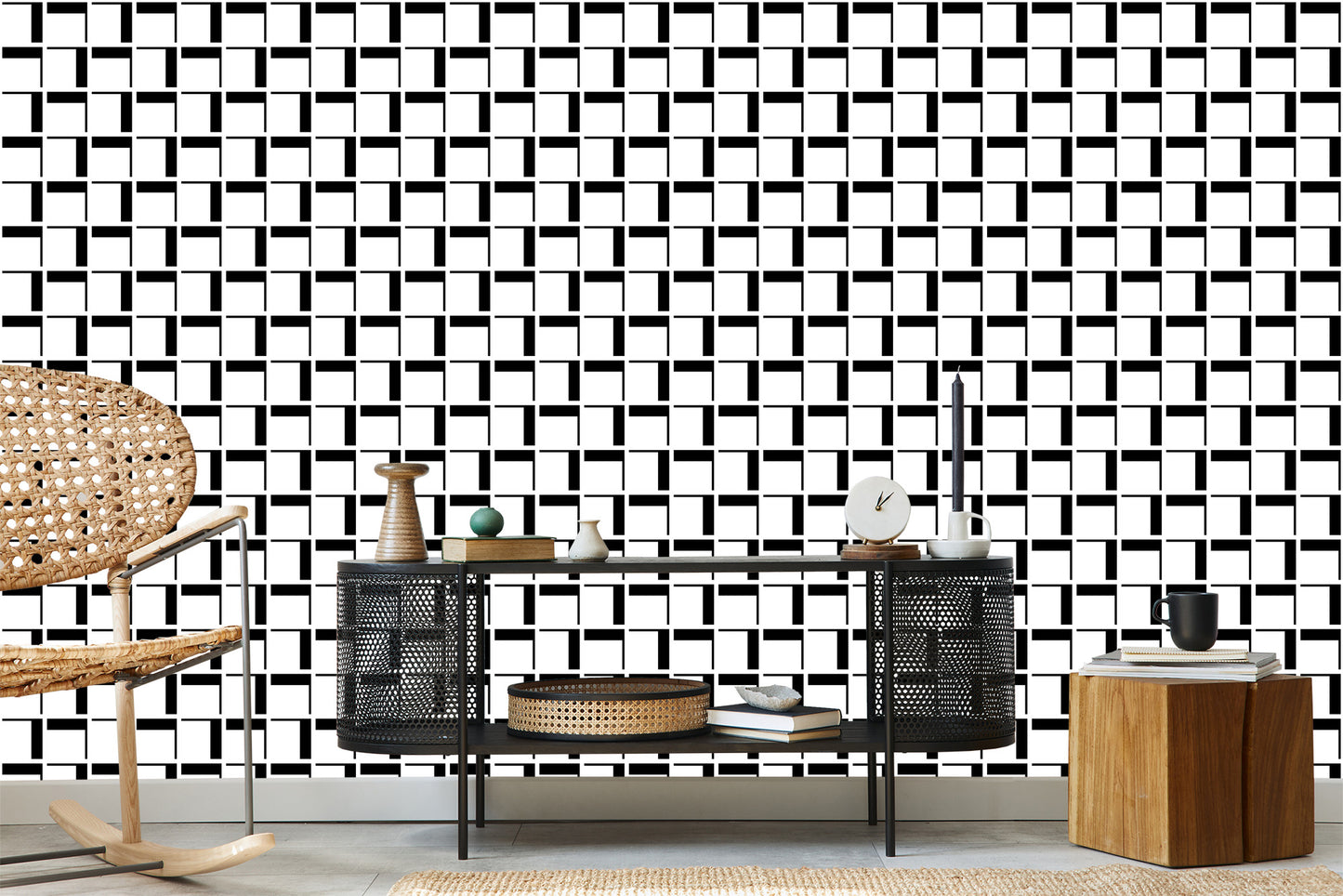 Wallpaper 3D Geometric Plaid For Office Living Room