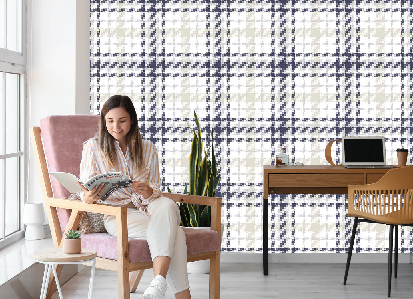 Wallpaper Geometric Plaid For Living Room Bedroom