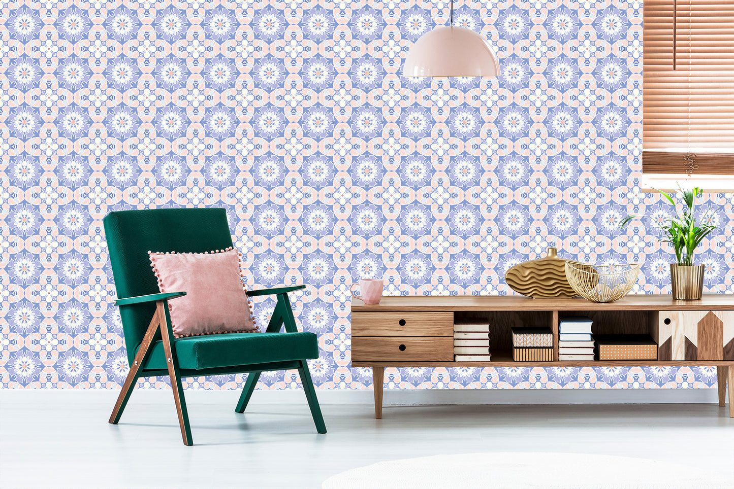 Wallpaper Colorful Floral Mosaic