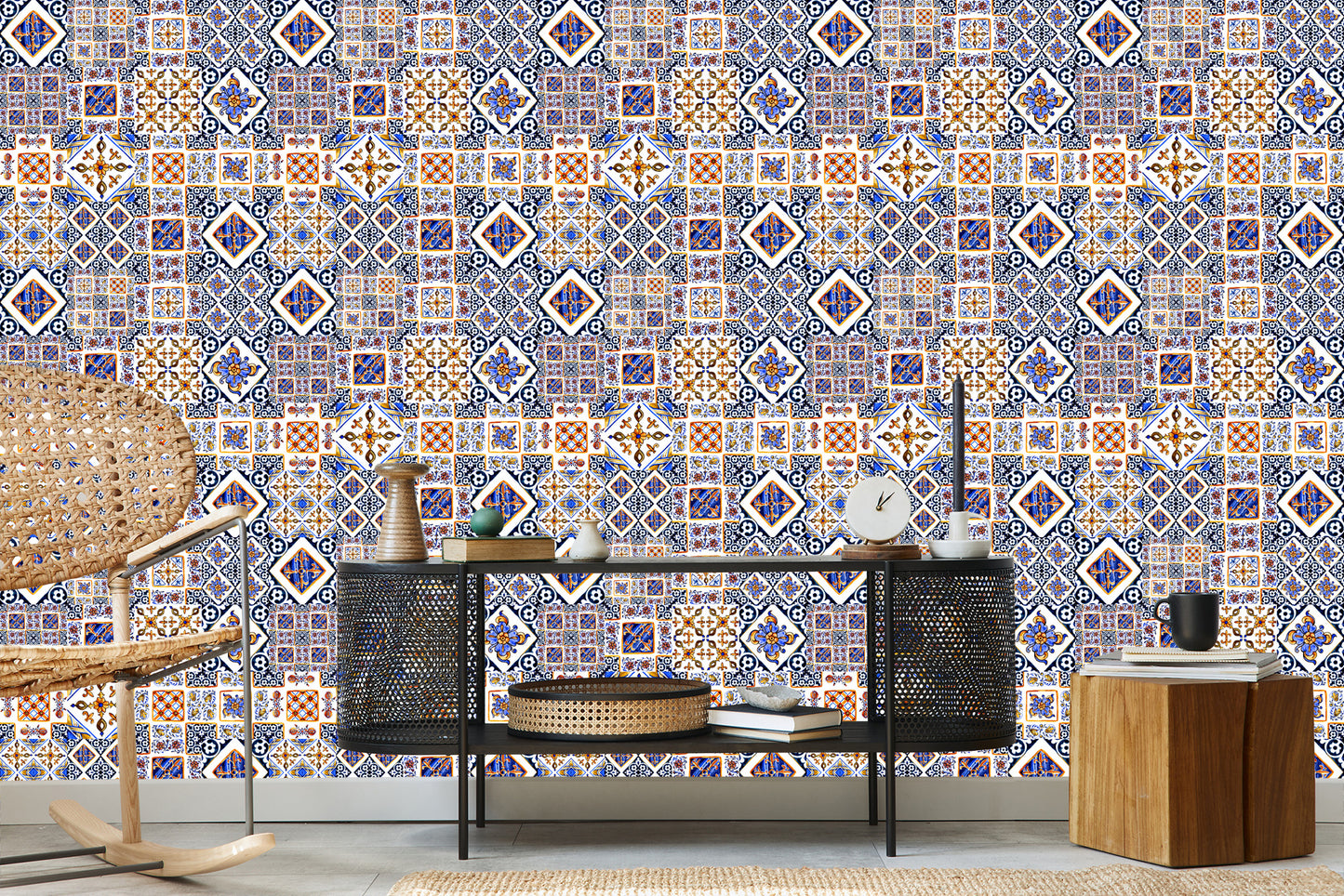 Wallpaper Wall Oriental Mosaic Tile Patterns