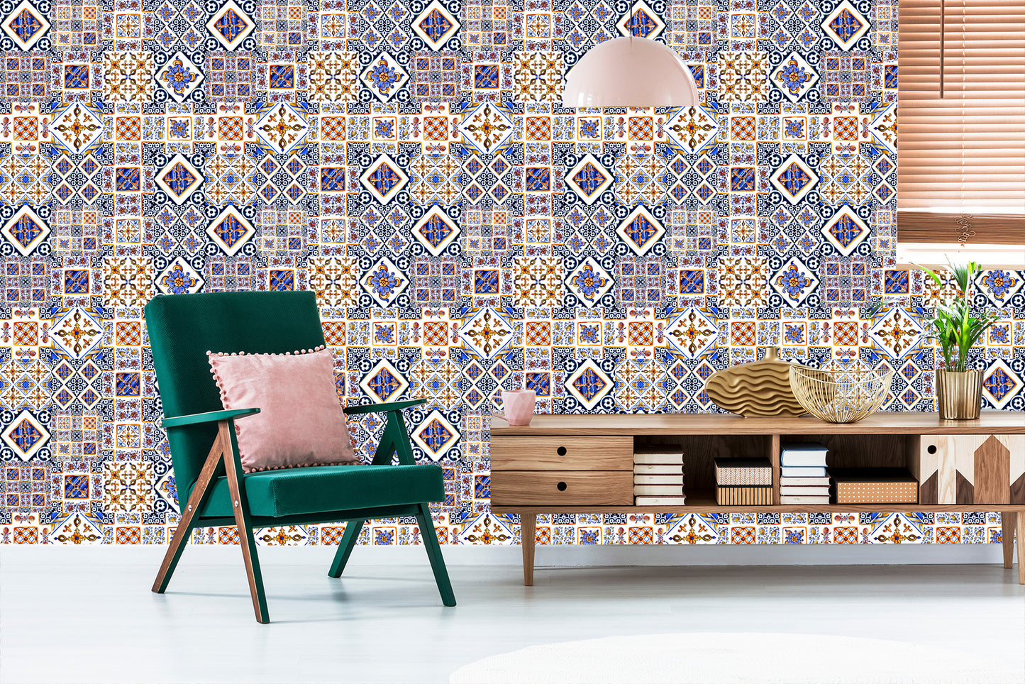 Wallpaper Wall Oriental Mosaic Tile Patterns