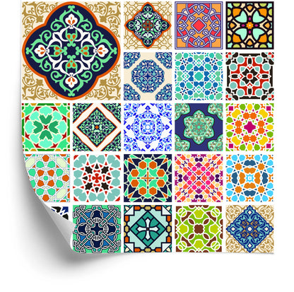 Wallpaper Colorful Oriental Mosaic For The Kitchen