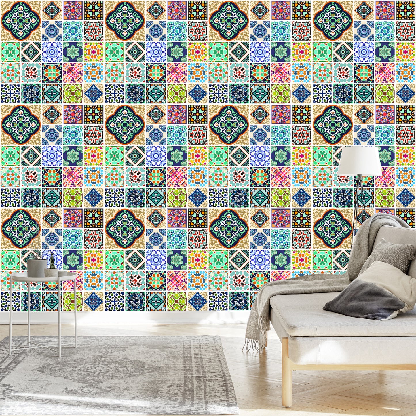 Wallpaper Colorful Oriental Mosaic For The Kitchen
