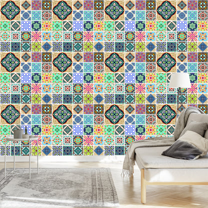 Wallpaper Colorful Oriental Mosaic For The Kitchen