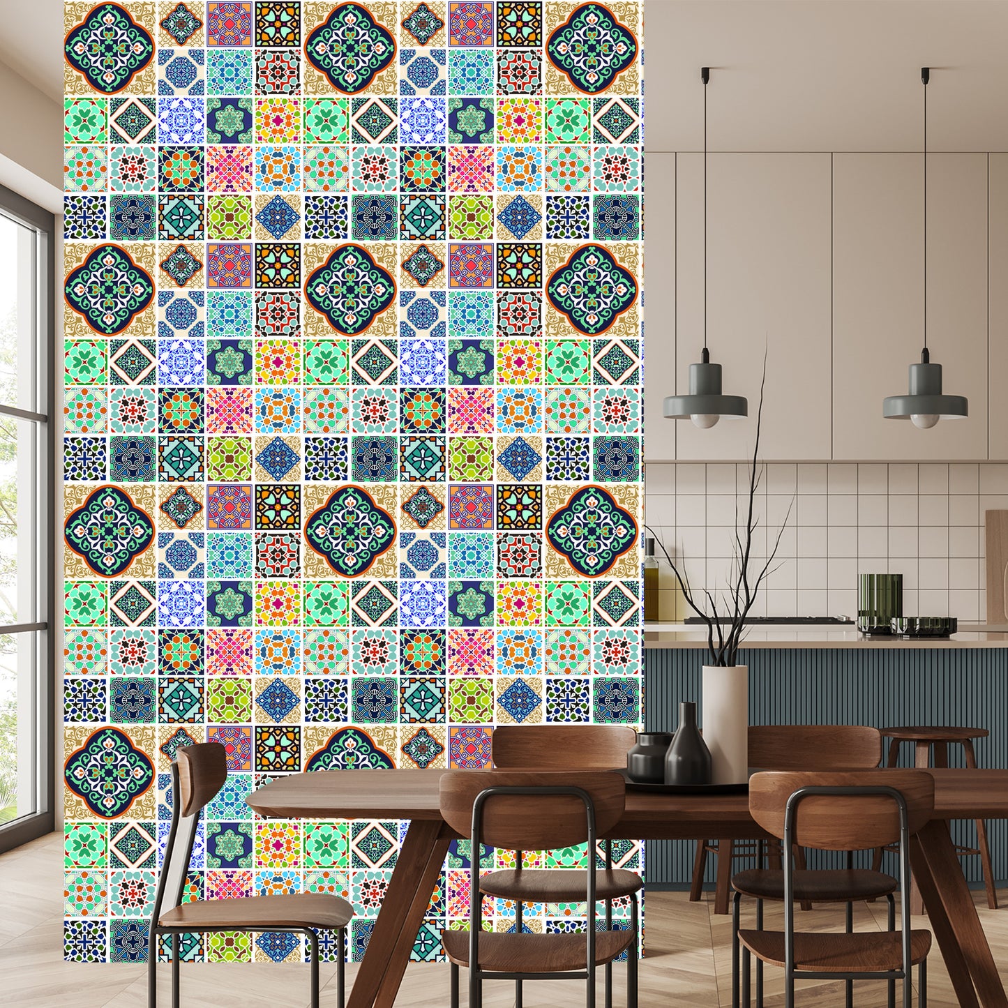 Wallpaper Colorful Oriental Mosaic For The Kitchen