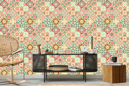 Wallpaper Tile Imitation Oriental Kitchen Mosaic