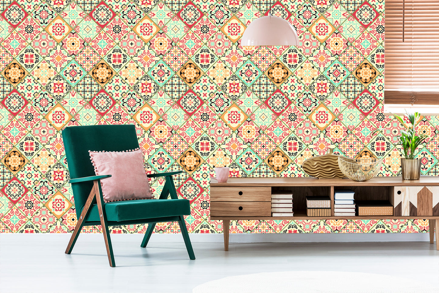 Wallpaper Tile Imitation Oriental Kitchen Mosaic