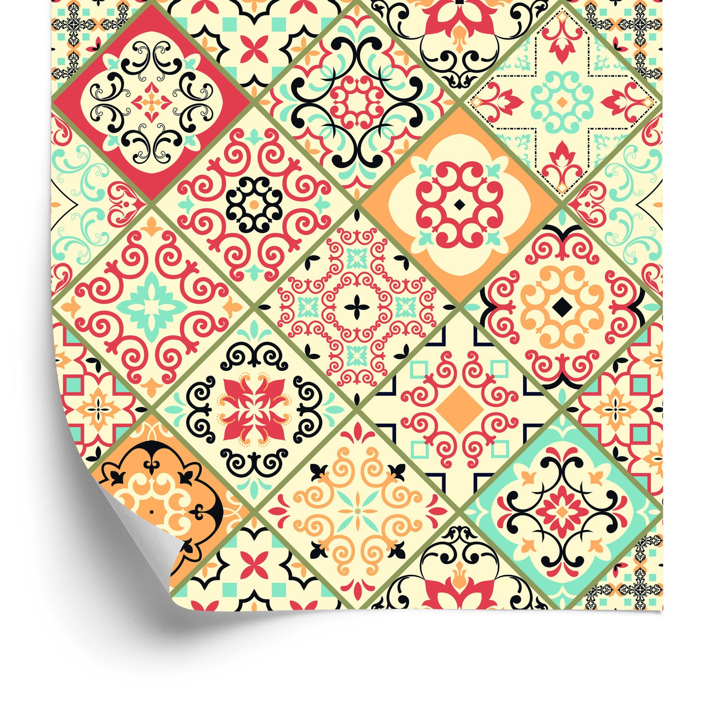 Wallpaper Tile Imitation Oriental Kitchen Mosaic