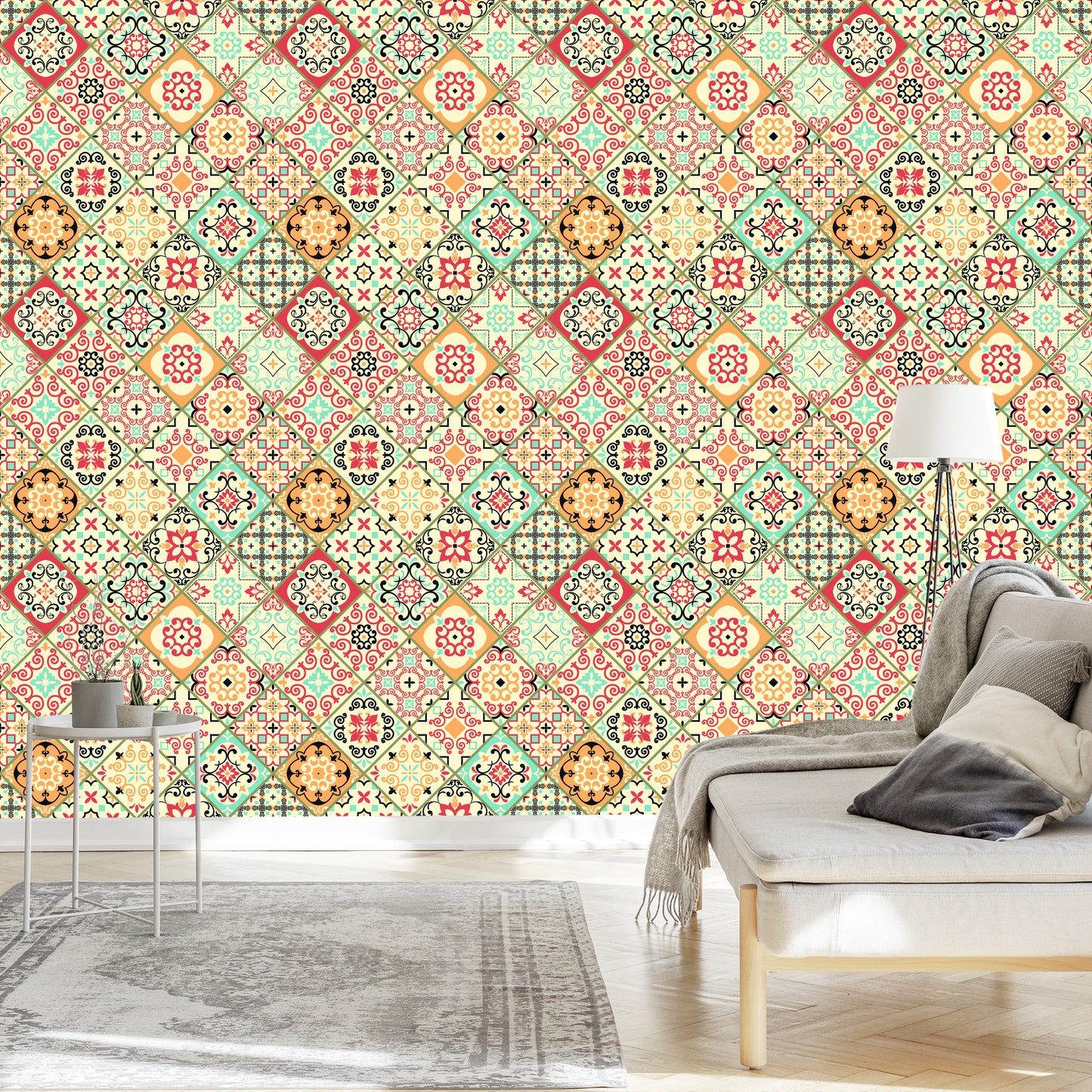 Wallpaper Tile Imitation Oriental Kitchen Mosaic