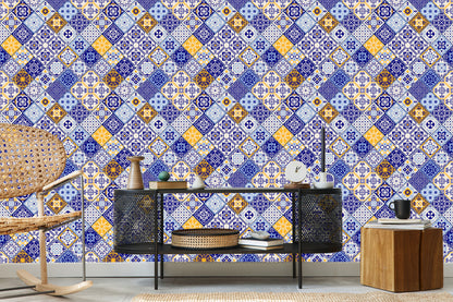 Wallpaper Mosaic Pattern Imitation Of Tiles For The Dining Room