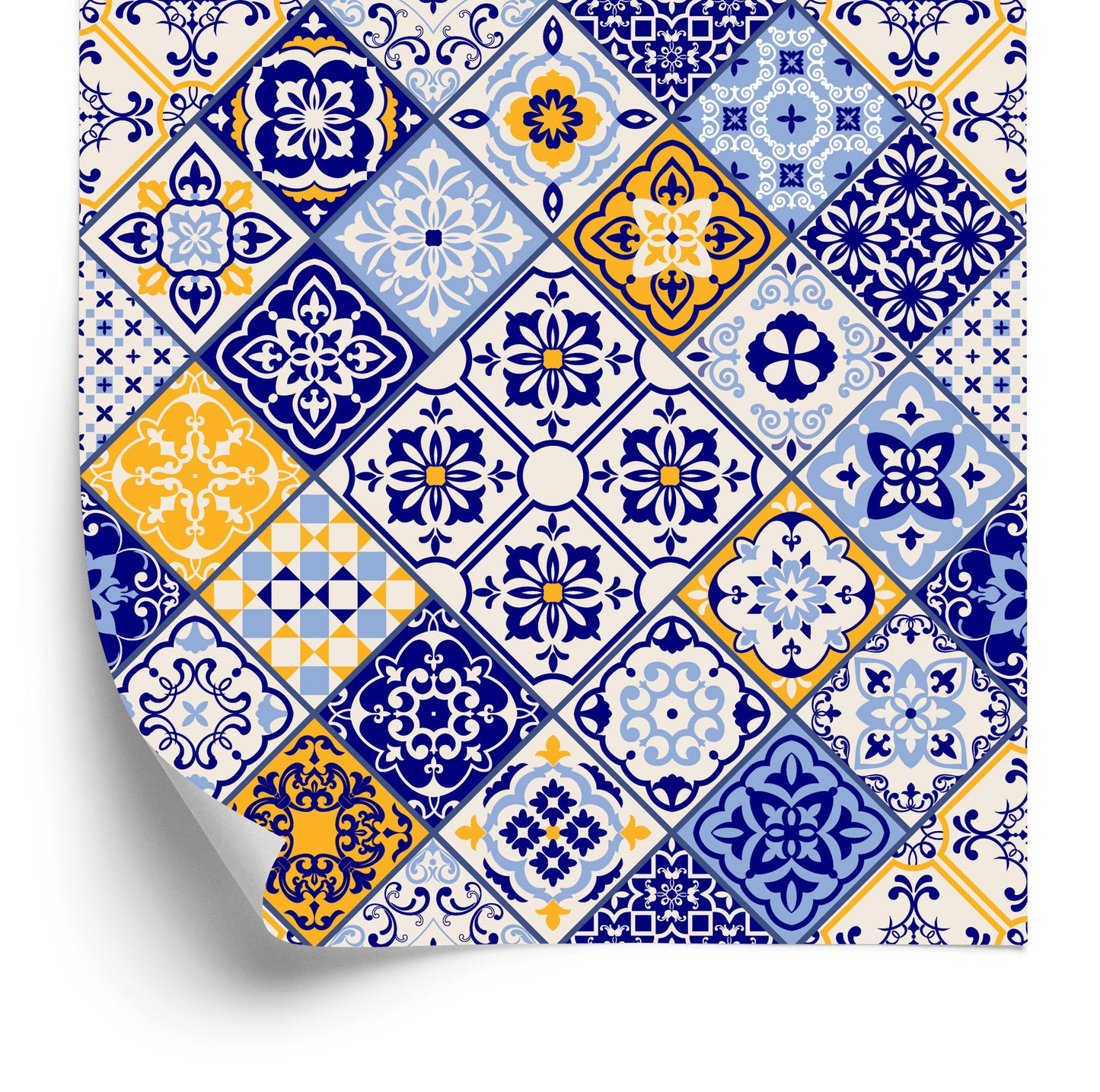 Wallpaper Mosaic Pattern Imitation Of Tiles For The Dining Room