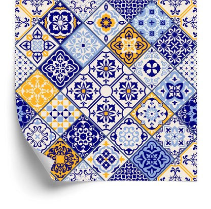 Wallpaper Mosaic Pattern Imitation Of Tiles For The Dining Room