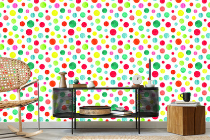 Wallpaper Colorful Dots Painted With Watercolor