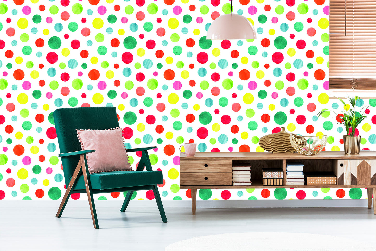 Wallpaper Colorful Dots Painted With Watercolor