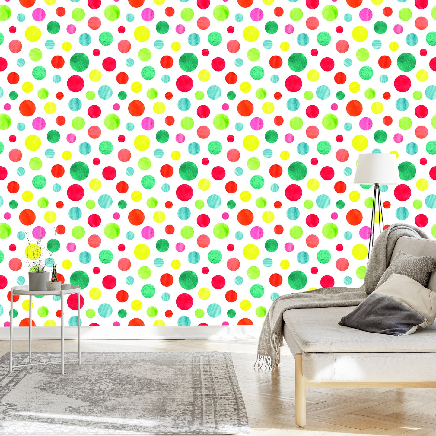 Wallpaper Colorful Dots Painted With Watercolor