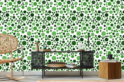 Wallpaper Modern Green Polka Dots