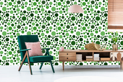 Wallpaper Modern Green Polka Dots