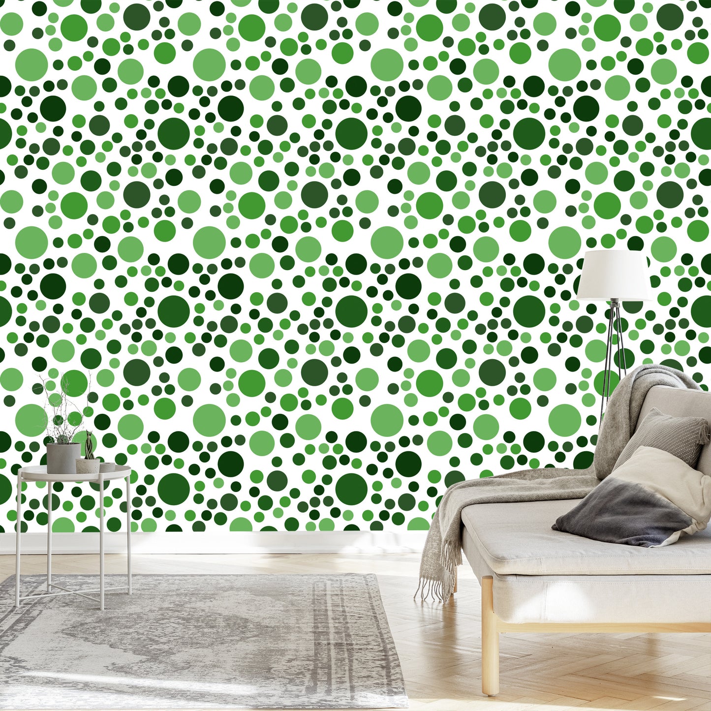 Wallpaper Modern Green Polka Dots