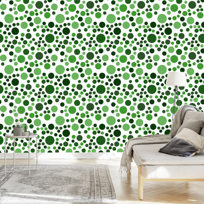 Wallpaper Modern Green Polka Dots
