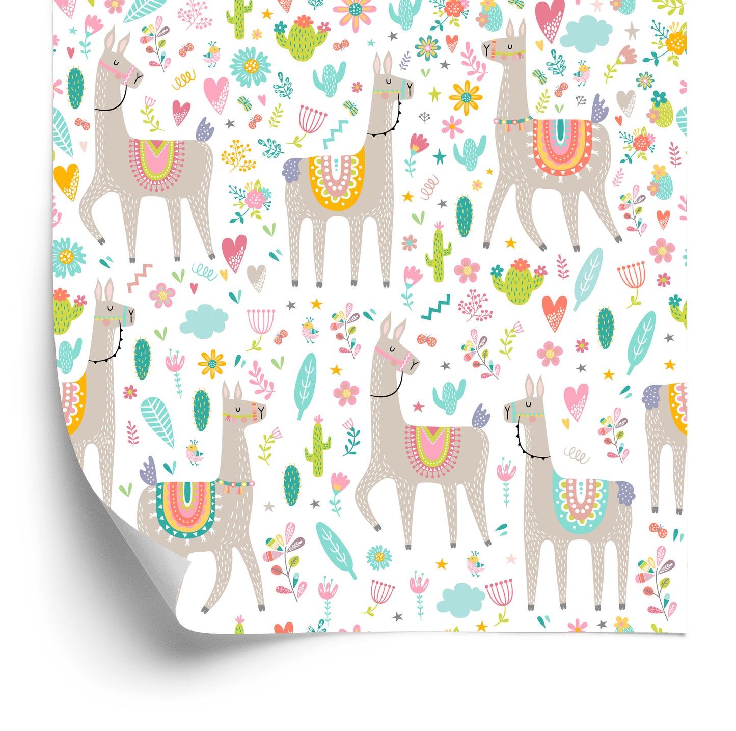Wallpaper For A Llama's Baby Room, Animals Flowers