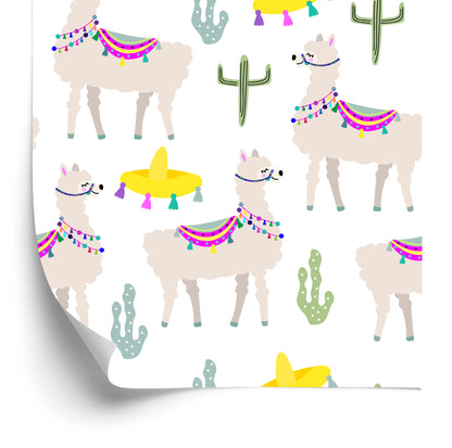 Wallpaper Cacti Animals For A Llama's Baby Room