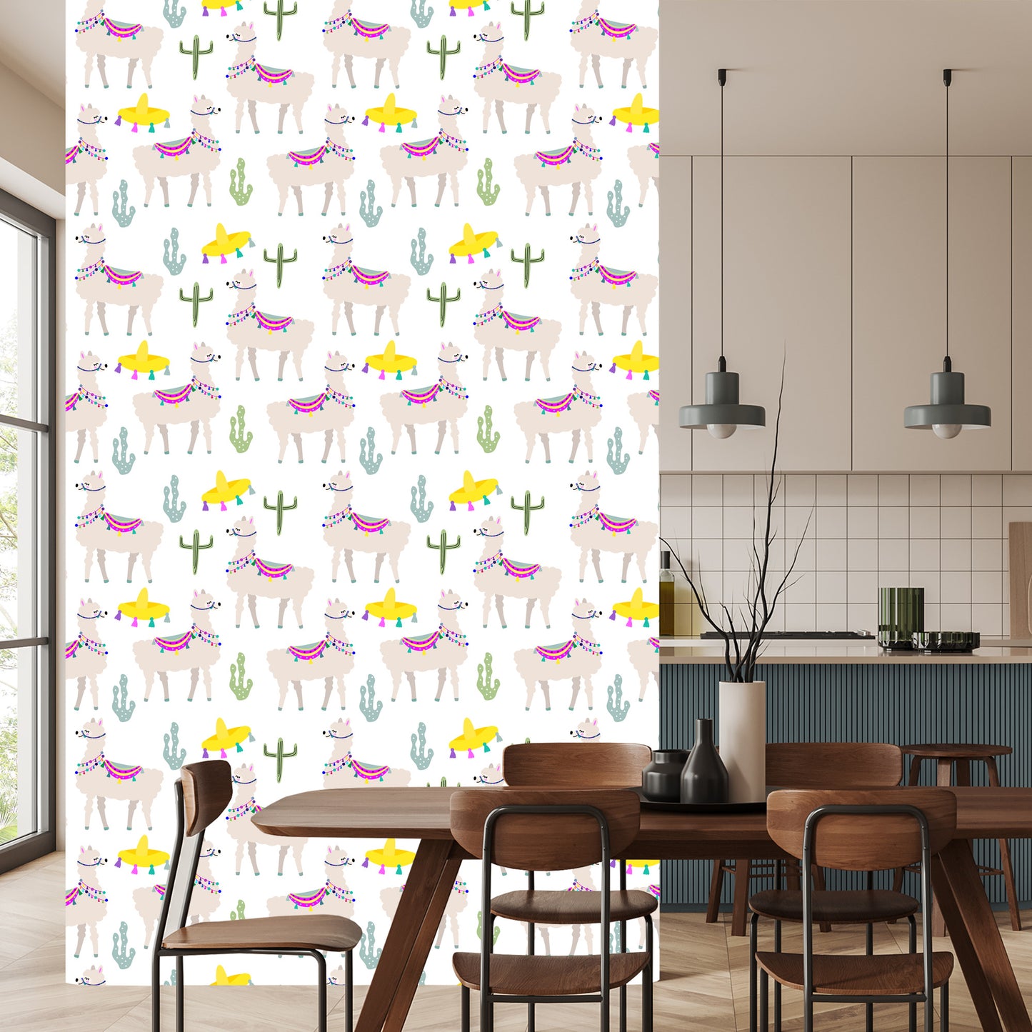 Wallpaper Cacti Animals For A Llama's Baby Room