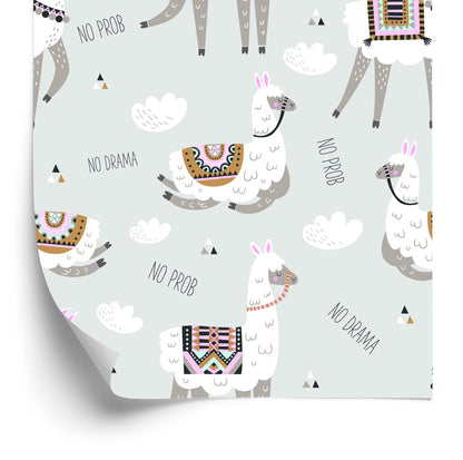 Wallpaper For A Llama's Baby Room Animals Clouds