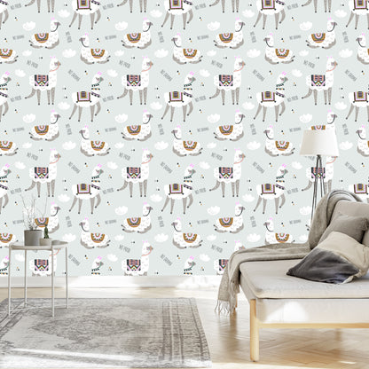 Wallpaper For A Llama's Baby Room Animals Clouds