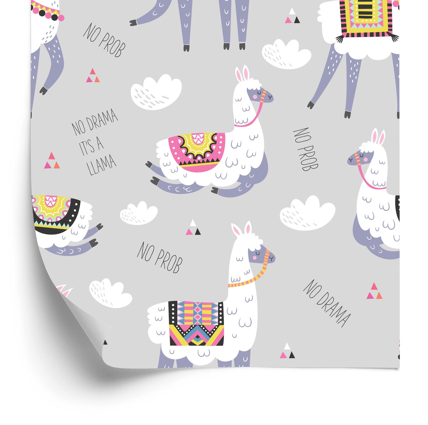 Wallpaper Clouds Lama Animals For A Child's Room