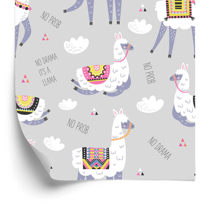 Wallpaper Clouds Lama Animals For A Child's Room