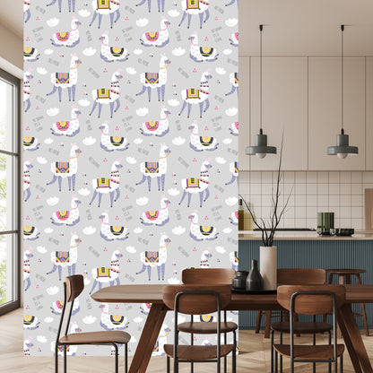 Wallpaper Clouds Lama Animals For A Child's Room